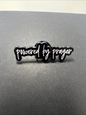 'Powered by Prayer' Black Enamel Pin Small Size